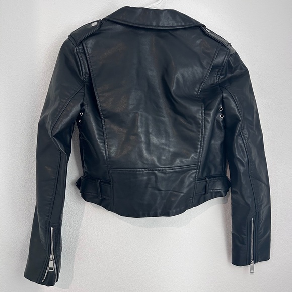Zara Women’s Faux Leather Bike Jacket XS Black  Military Motorcycle Mob Wife - Picture 3 of 3